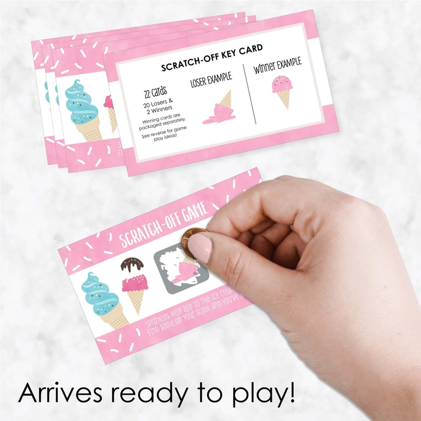 Scoop Up The Fun - Ice Cream - Sprinkles Party Game Scratch Off Cards - 22 ct