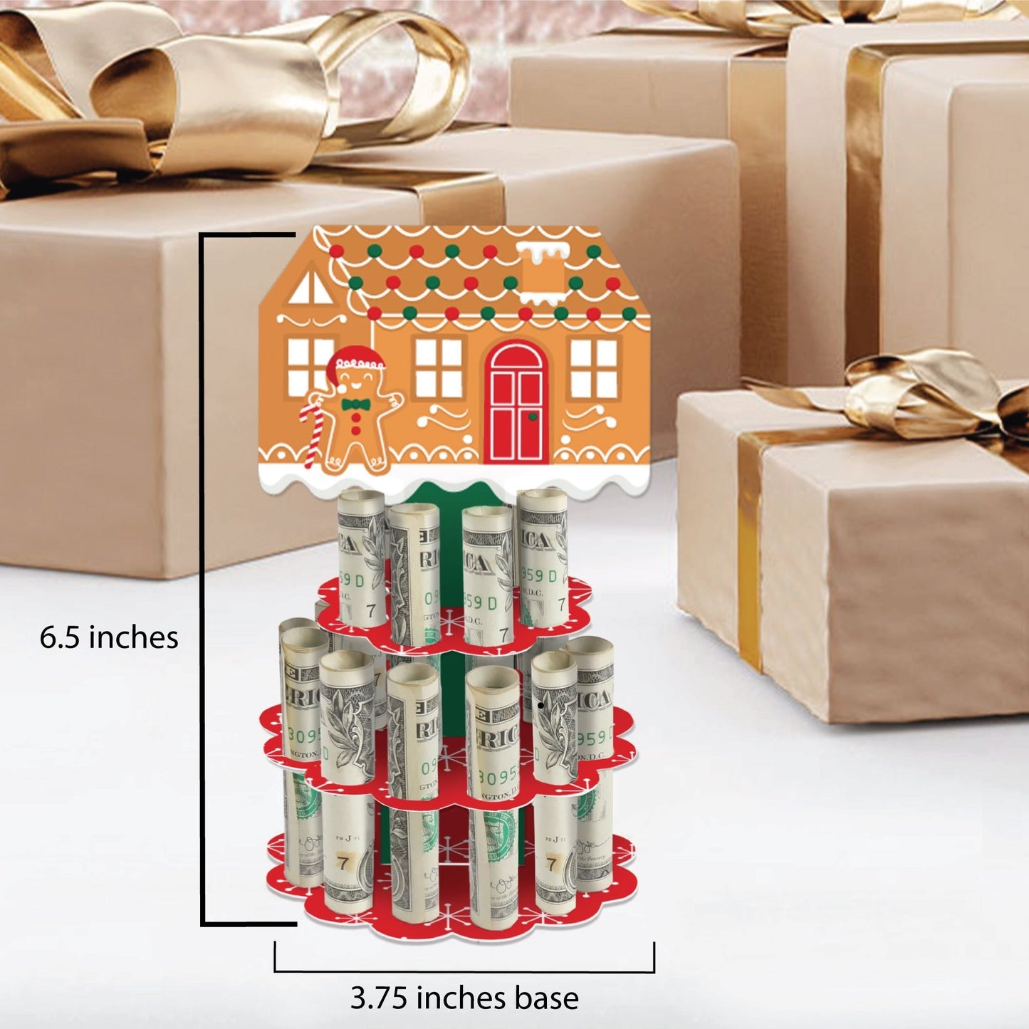 Gingerbread Christmas - DIY Gingerbread Man Holiday Party Money Holder Gift - Cash Cake