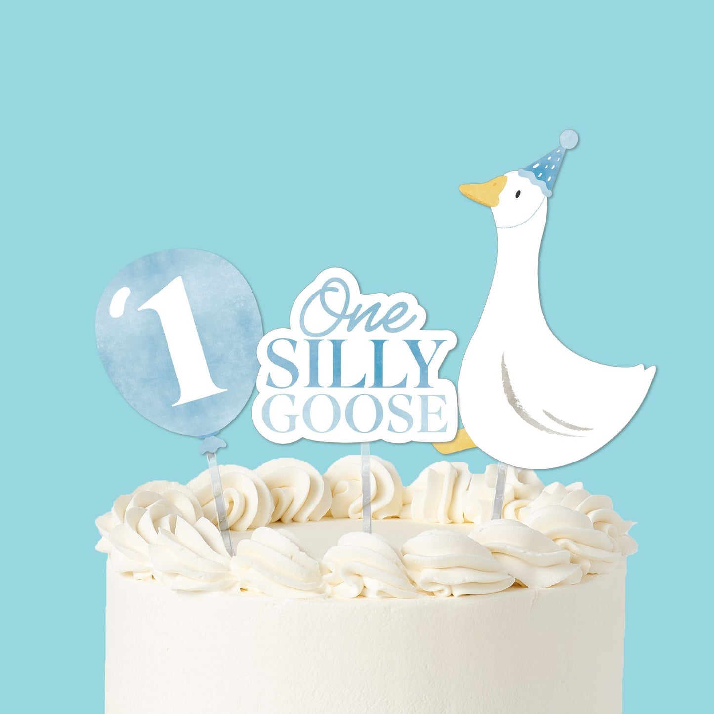Blue Silly Goose Cake Topper - 3 Pc