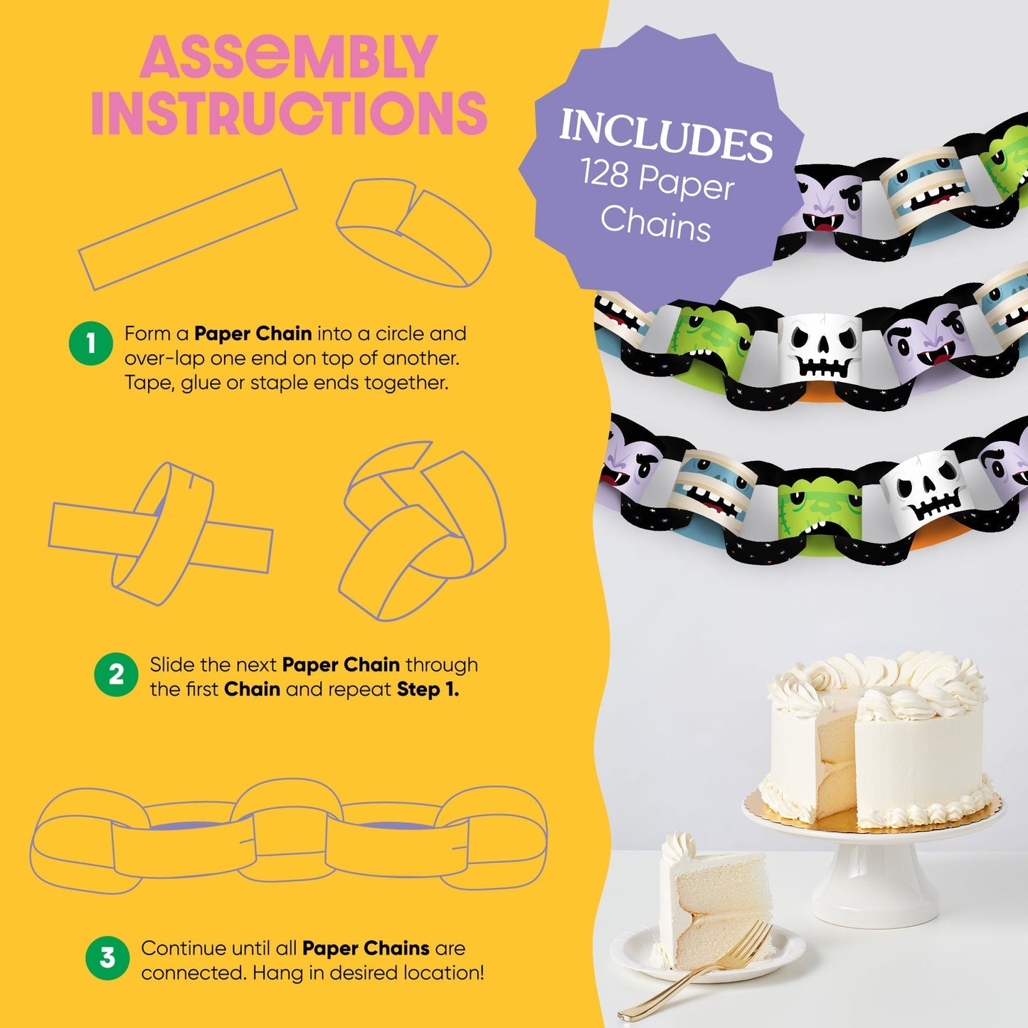Halloween Monsters DIY Paper Chains - 128 Pc