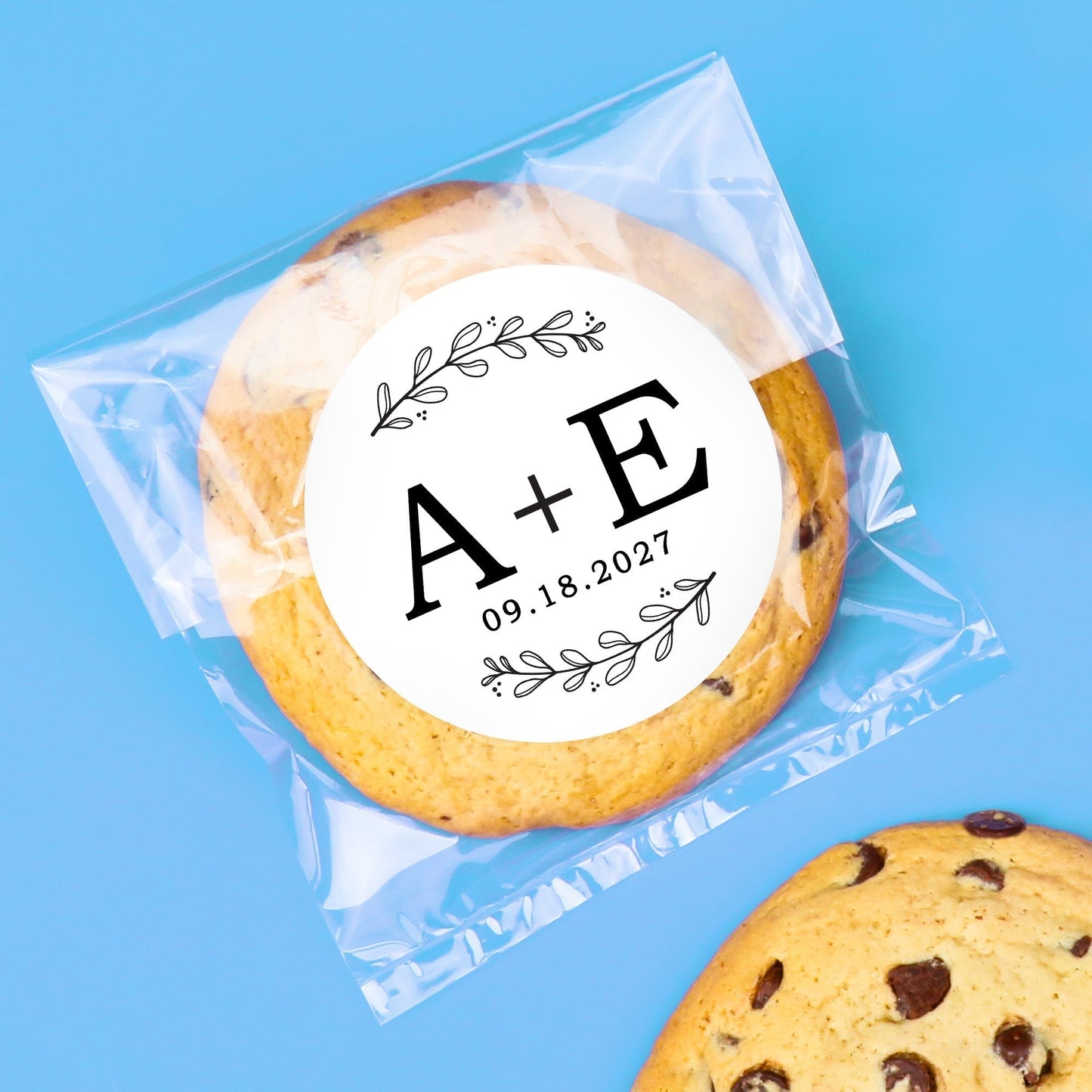 Custom Text Stickers & Clear Cookie Bags - Rustic Leaves