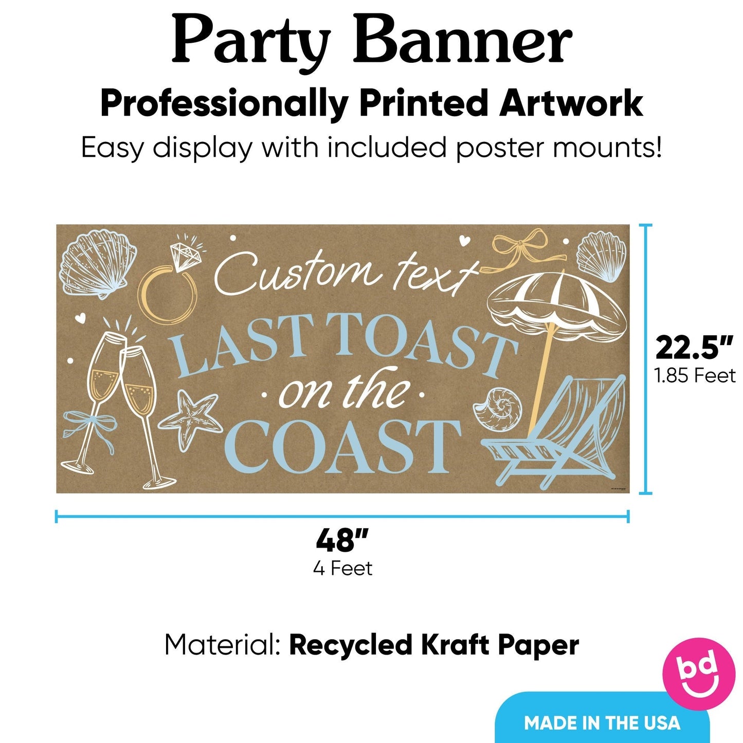 Custom Text Last Toast on the Coast Kraft Banner