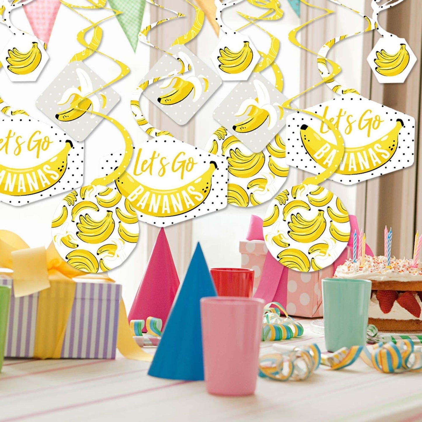 Let's Go Bananas - Tropical Party Hanging Decor - Party Decoration Swirls - Set of 40