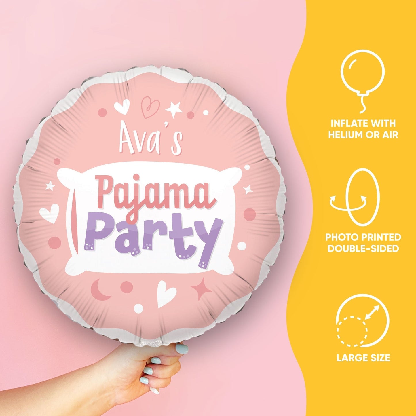 Custom Text Balloon - Pajama Party - Double Sided - 1 Ct