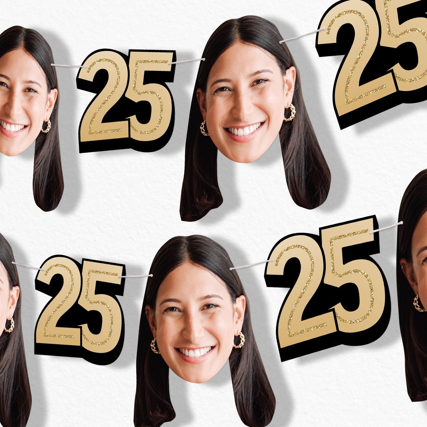 Custom Face 25th Birthday Garland Banner