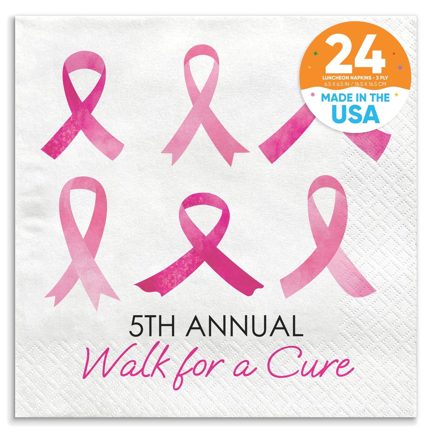 Custom Text - Breast Cancer Awareness Napkins - 24 Ct