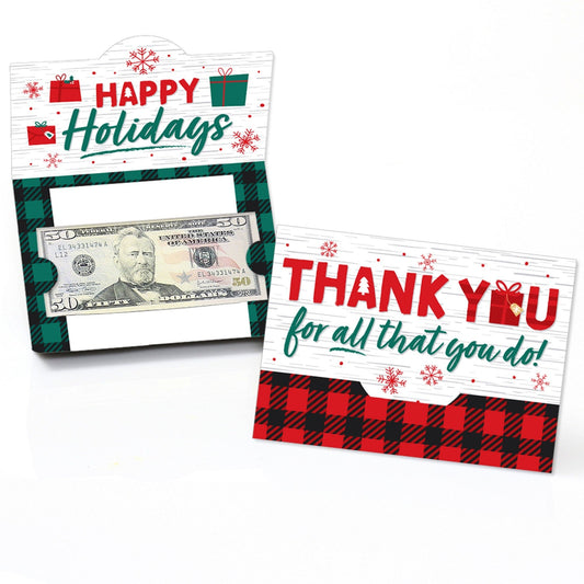 Holiday Thank You - Christmas Appreciation Money And Gift Card Holders - Set of 8