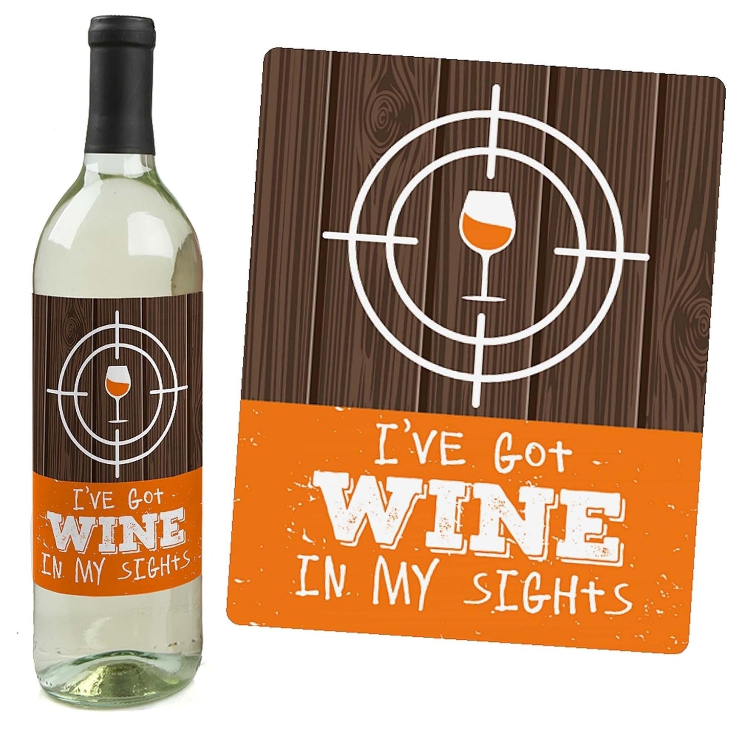 Gone Hunting - Deer Hunting Camo Baby Shower or Birthday Party Decorations for Women and Men - Wine Bottle Label Stickers - Set of 4
