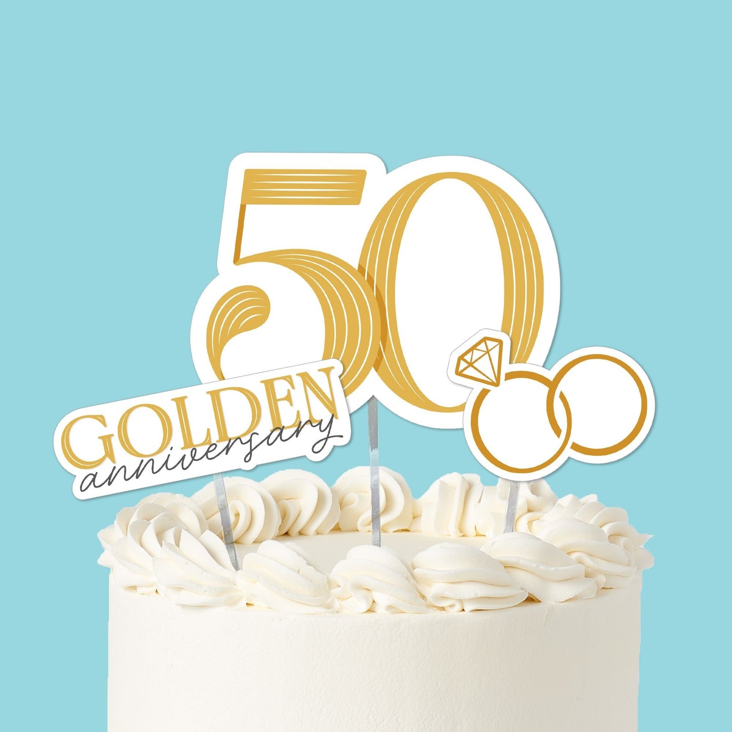 50th Wedding Anniversary Cake Topper - 3 Pc