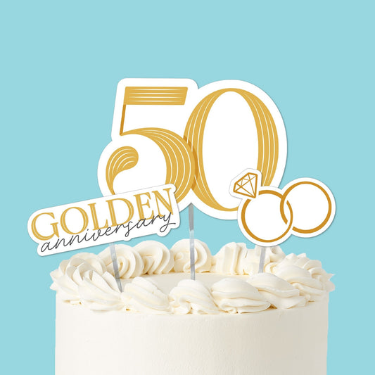 50th Wedding Anniversary Cake Topper - 3 Pc