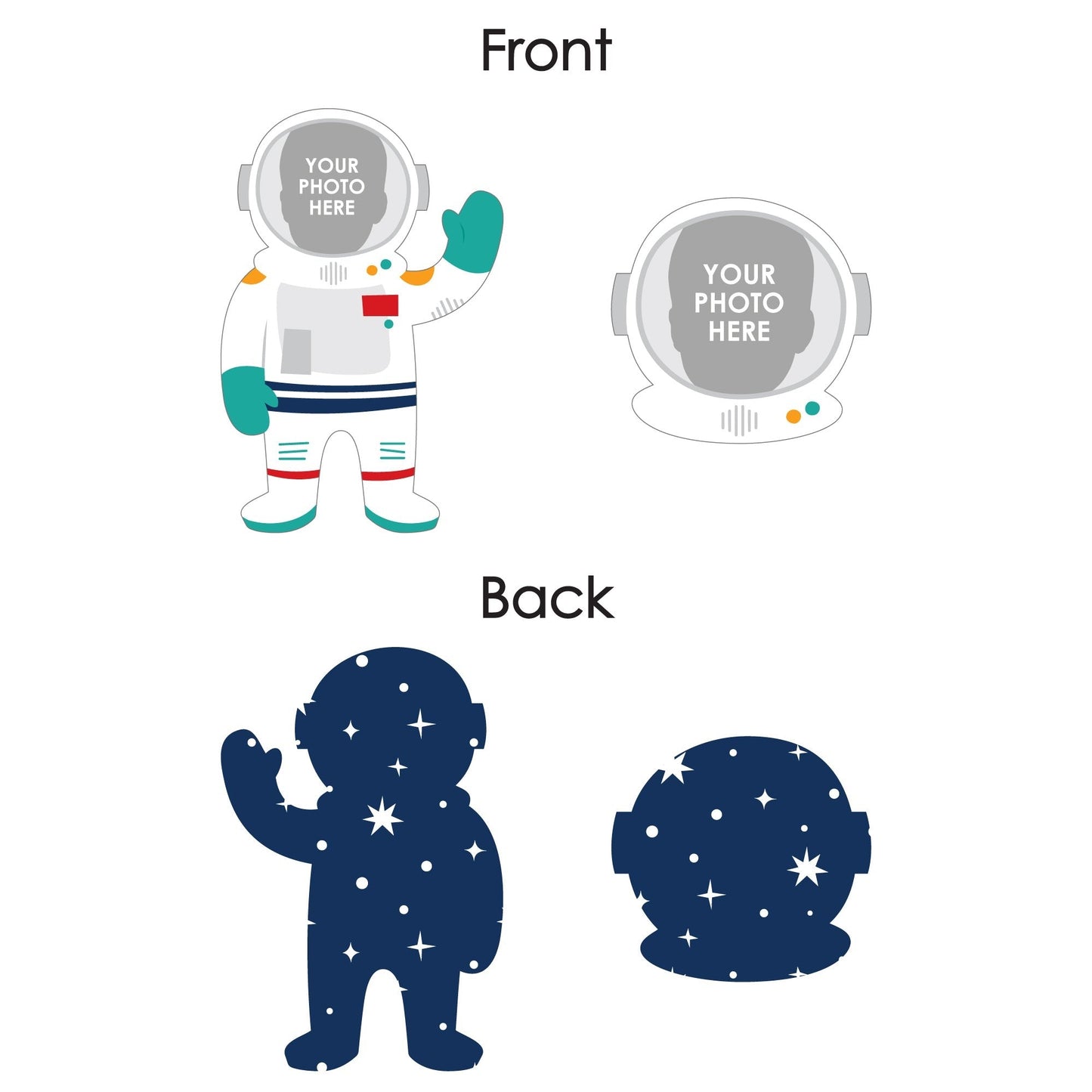 Custom Photo Blast Off to Outer Space - Rocket Ship Birthday Party Dessert Cupcake Toppers - Fun Face Clear Treat Picks - Set of 24