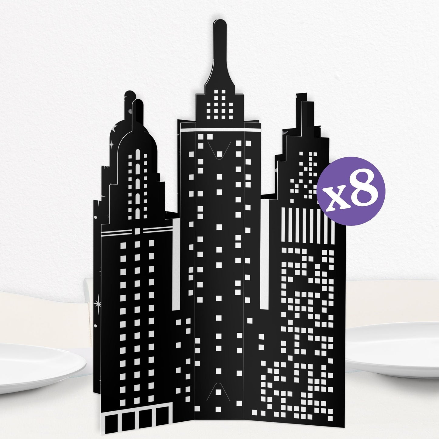 Nighttime City Skyline 3D Centerpieces - 8 Ct