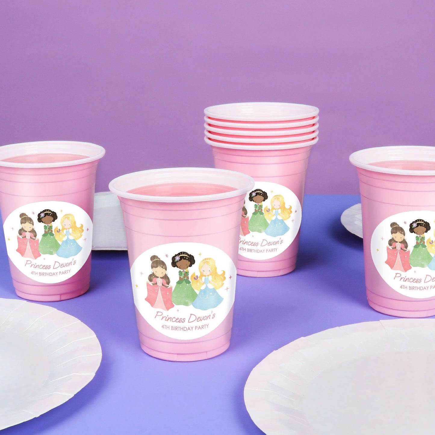 Custom Text Party Cups - Princess - 16 Ct