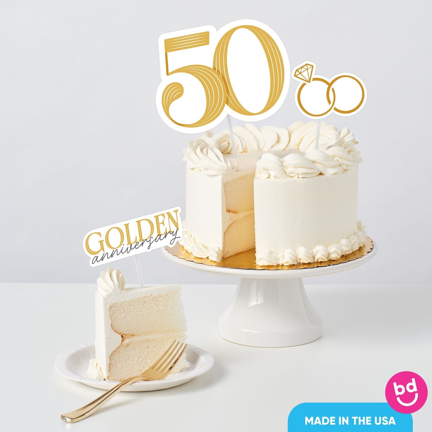 50th Wedding Anniversary Cake Topper - 3 Pc