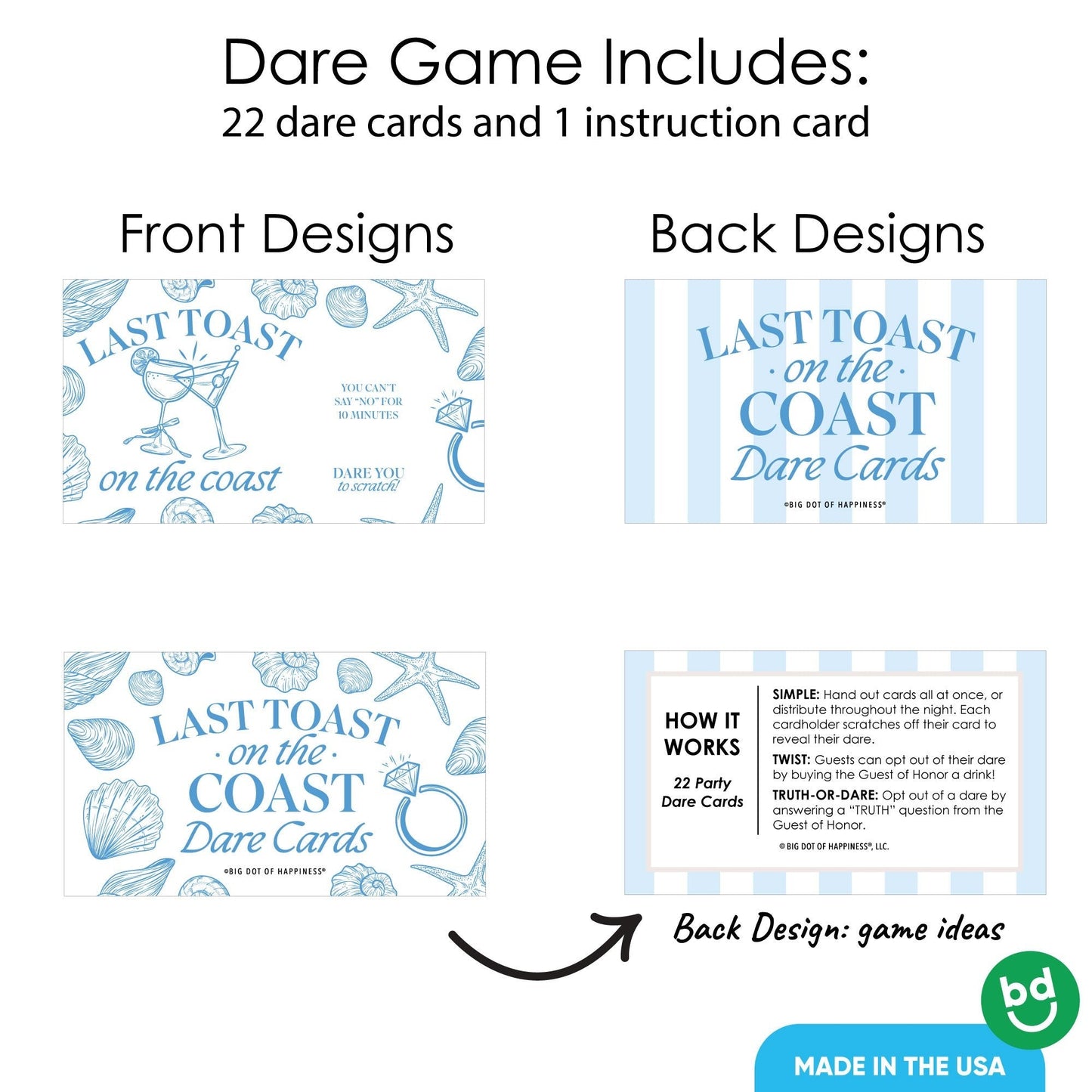 Last Toast on the Coast Dare Scratch Off Card Game - 22 Ct