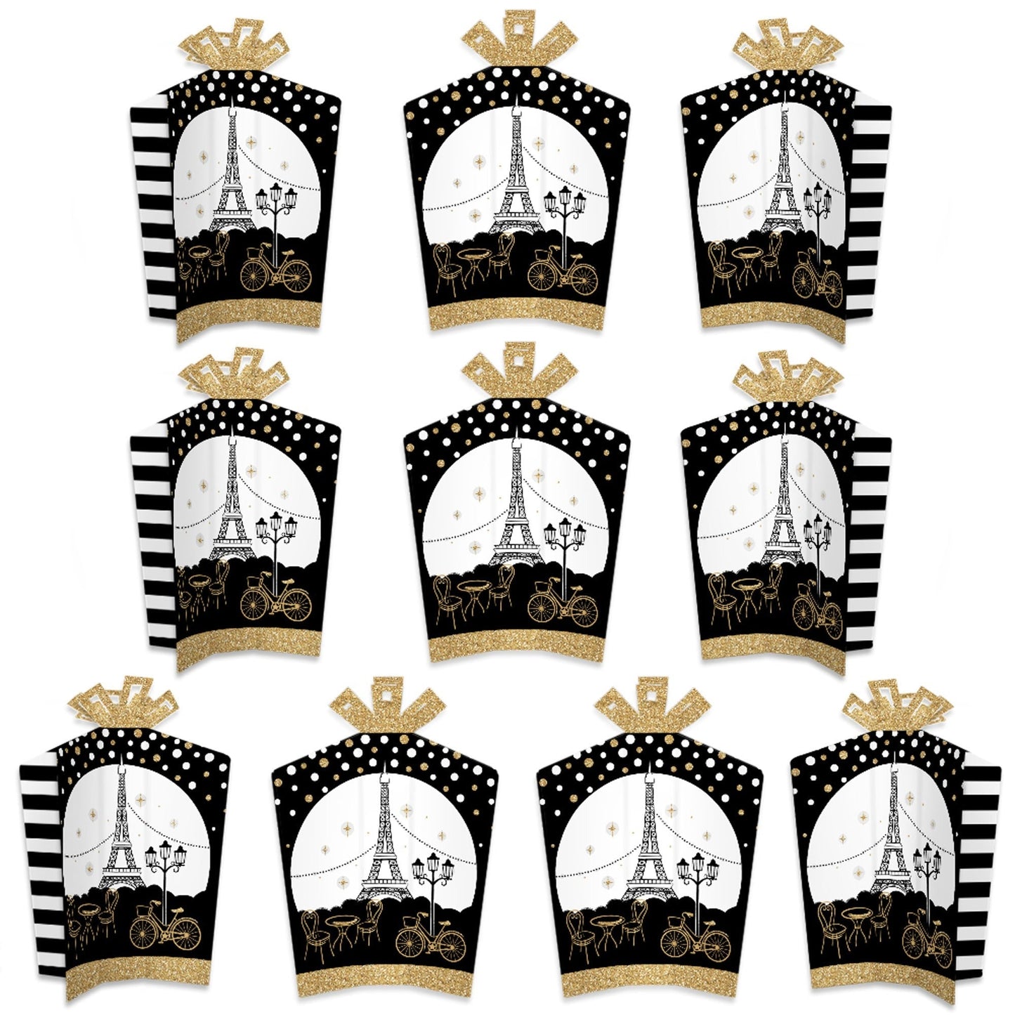 Stars Over Paris - Table Decorations - Parisian Themed Party Fold and Flare Centerpieces - 10 Count