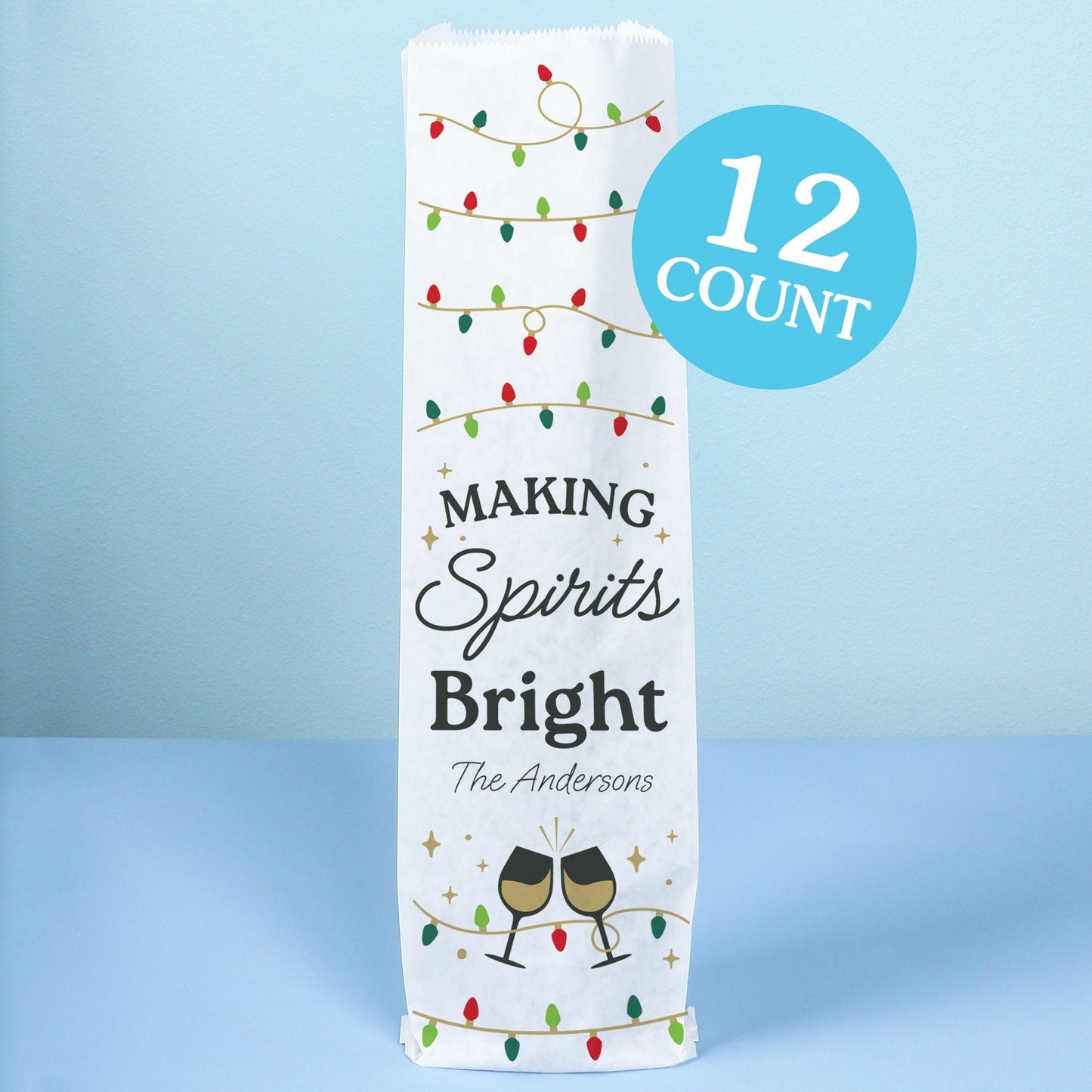 Custom Text Wine Bags - Making Spirits Bright