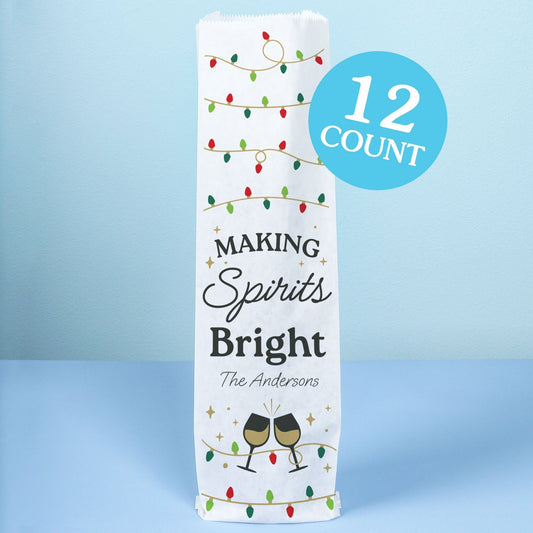 Custom Text Wine Bags - Making Spirits Bright