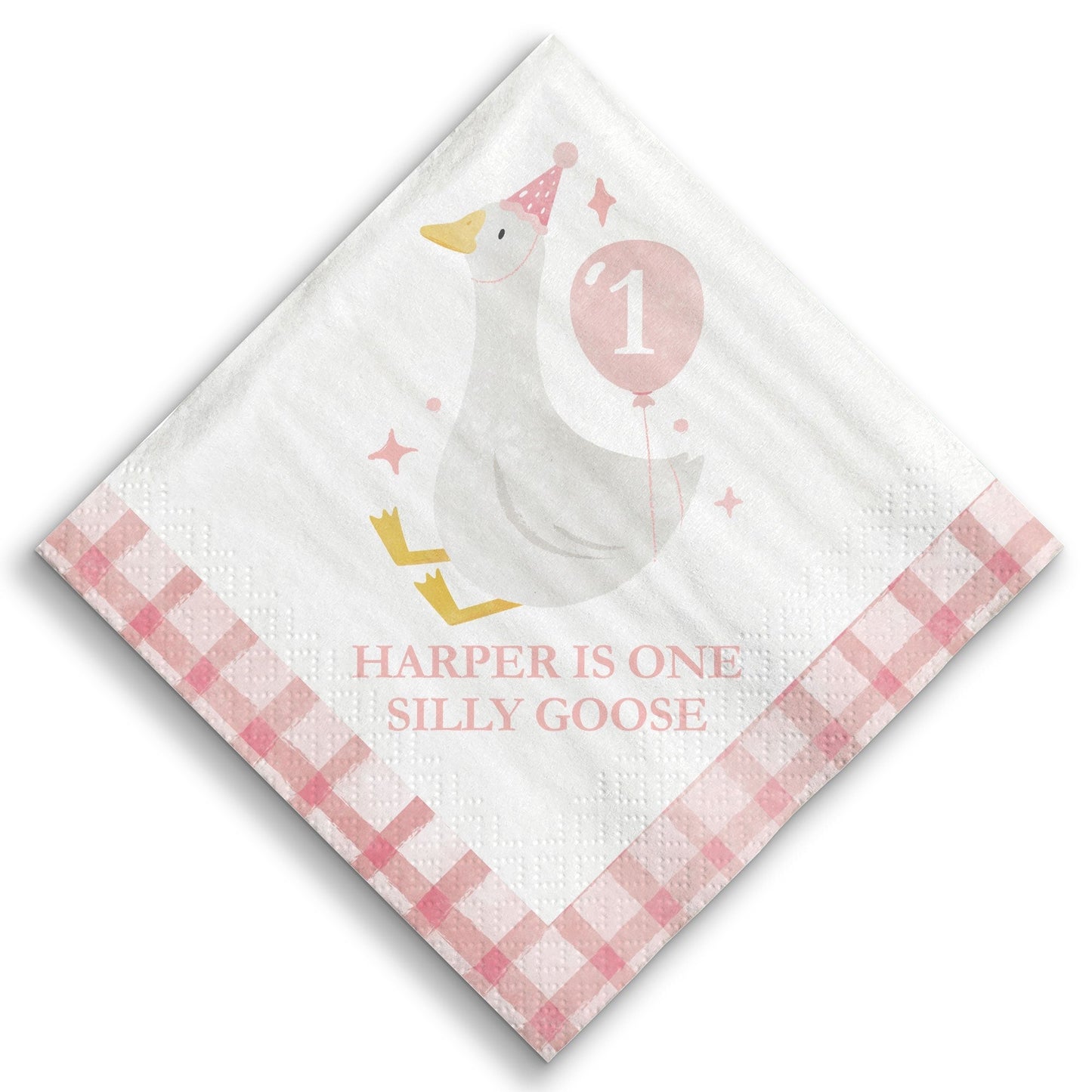 Custom Text Napkins - One Silly Goose Pink