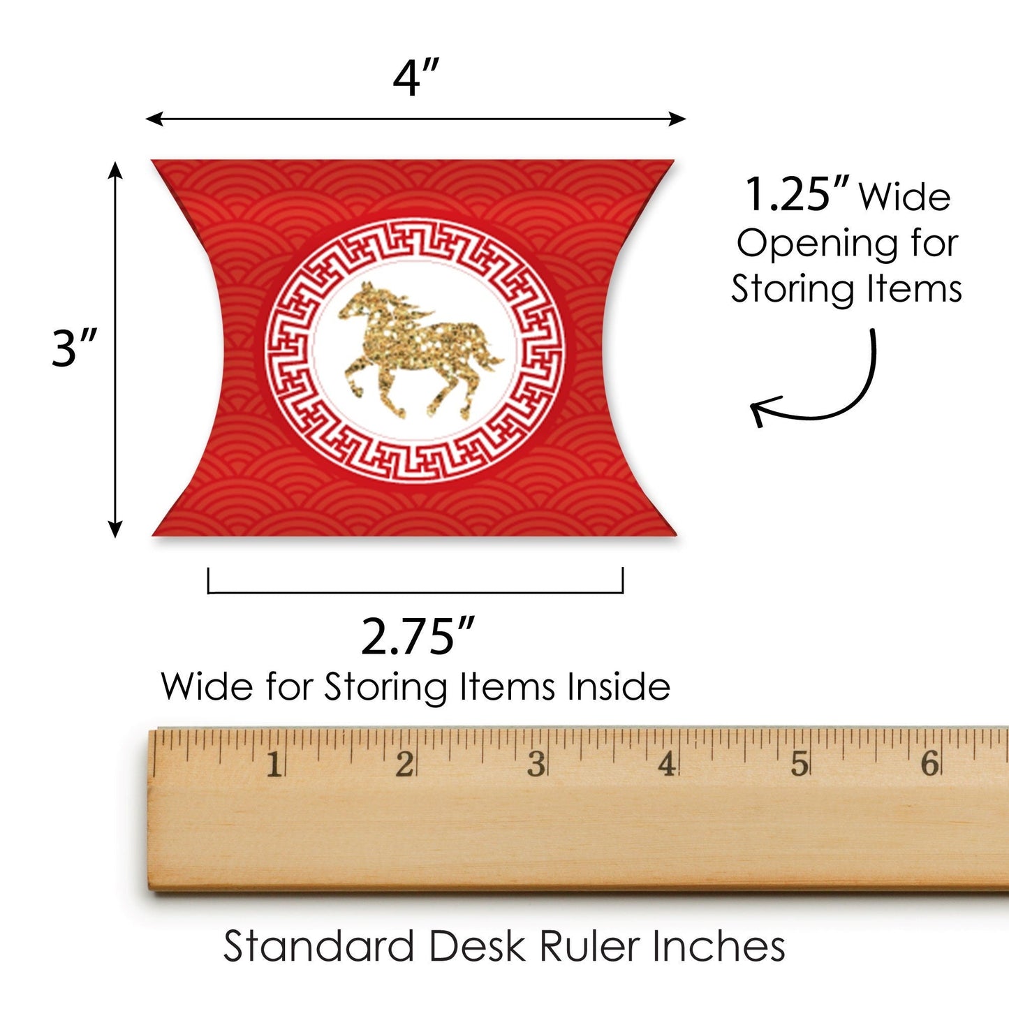 Chinese New Year - Favor Gift Boxes - 2026 Year of the Horse Petite Pillow Boxes - Set of 20