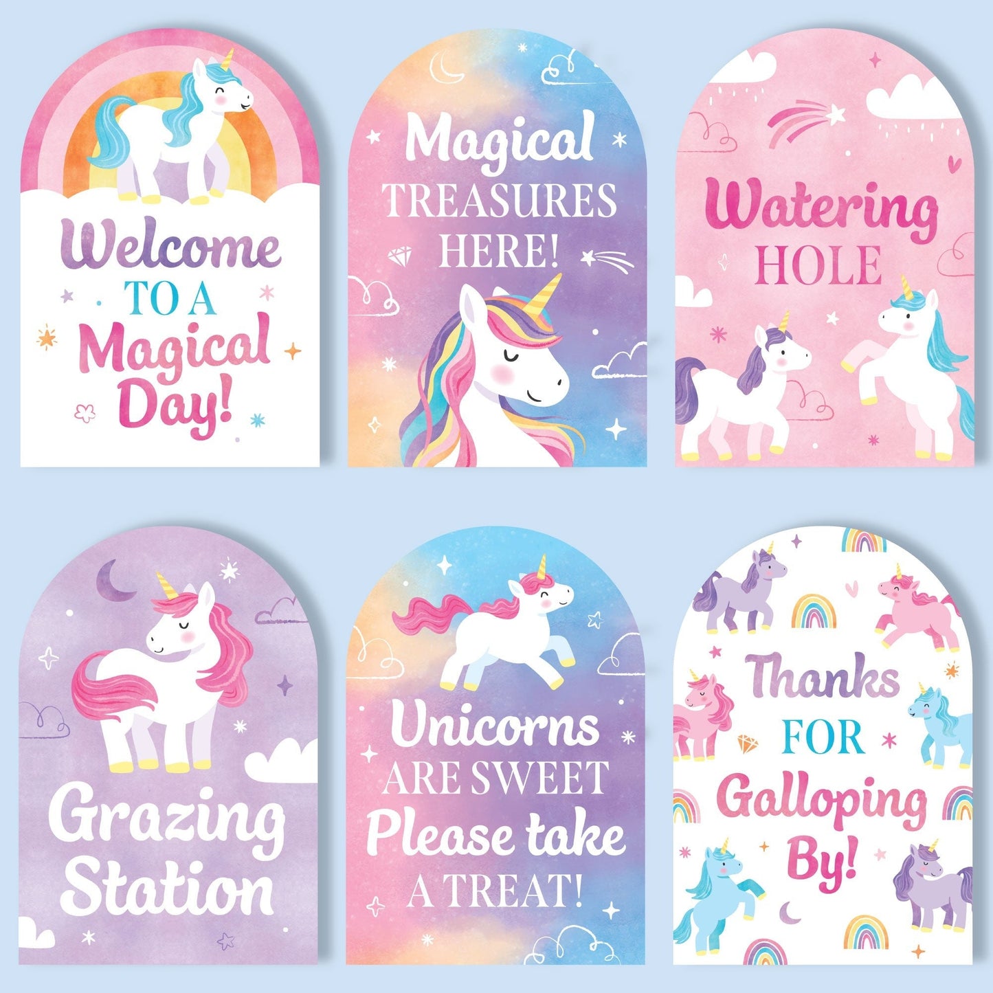 Unicorn Party Signs Set - 6 Ct