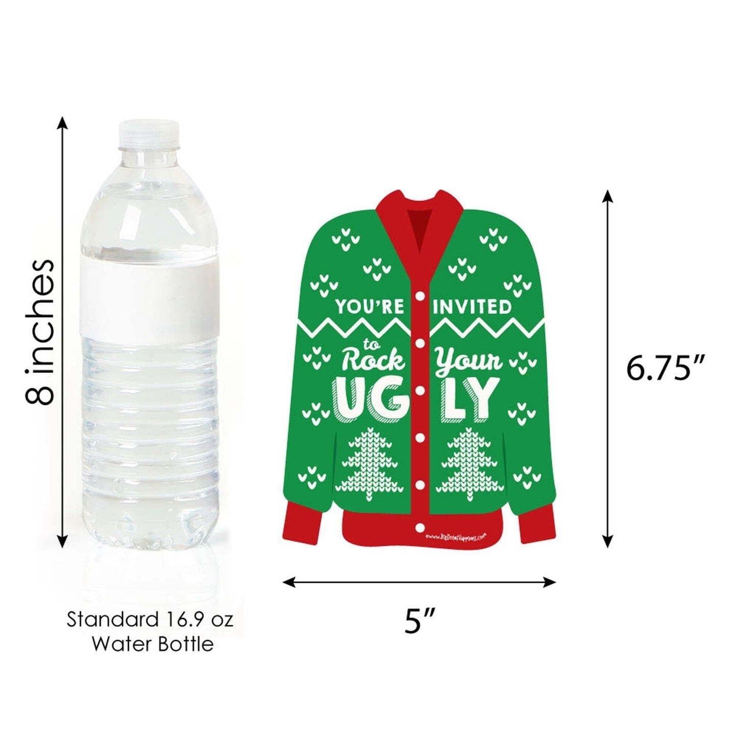Ugly Sweater - Shaped Fill-In Invitations - Holiday & Christmas Party Invitation Cards with Envelopes - Set of 12