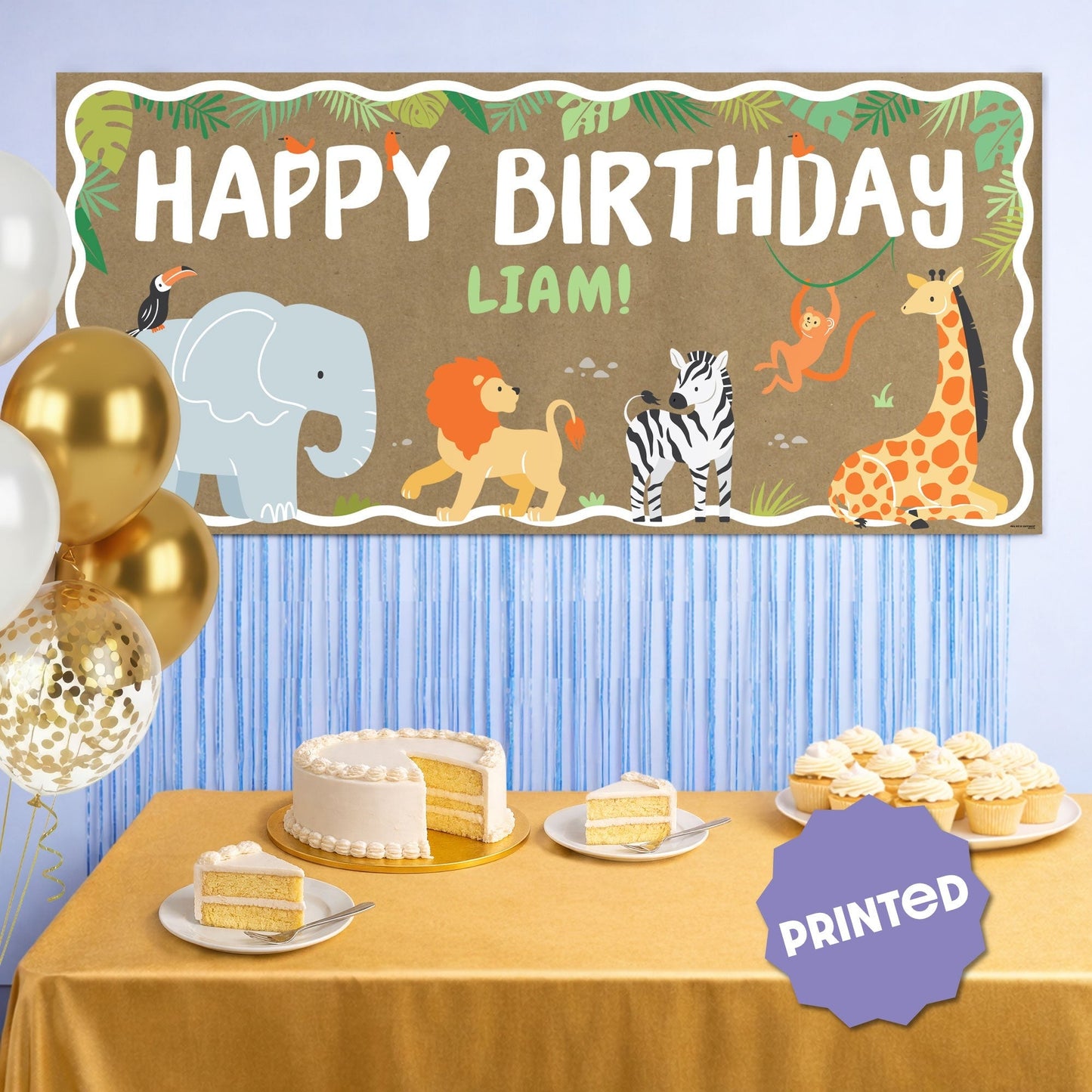 Custom Text Safari Animals Kraft Banner