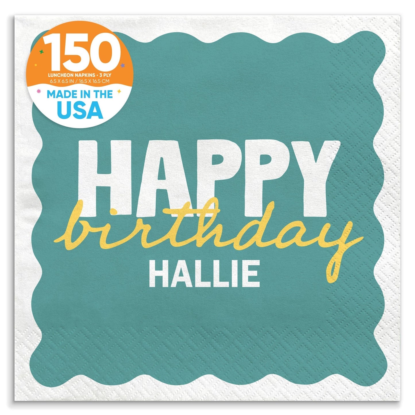 Custom Text Napkins - Wavy Birthday