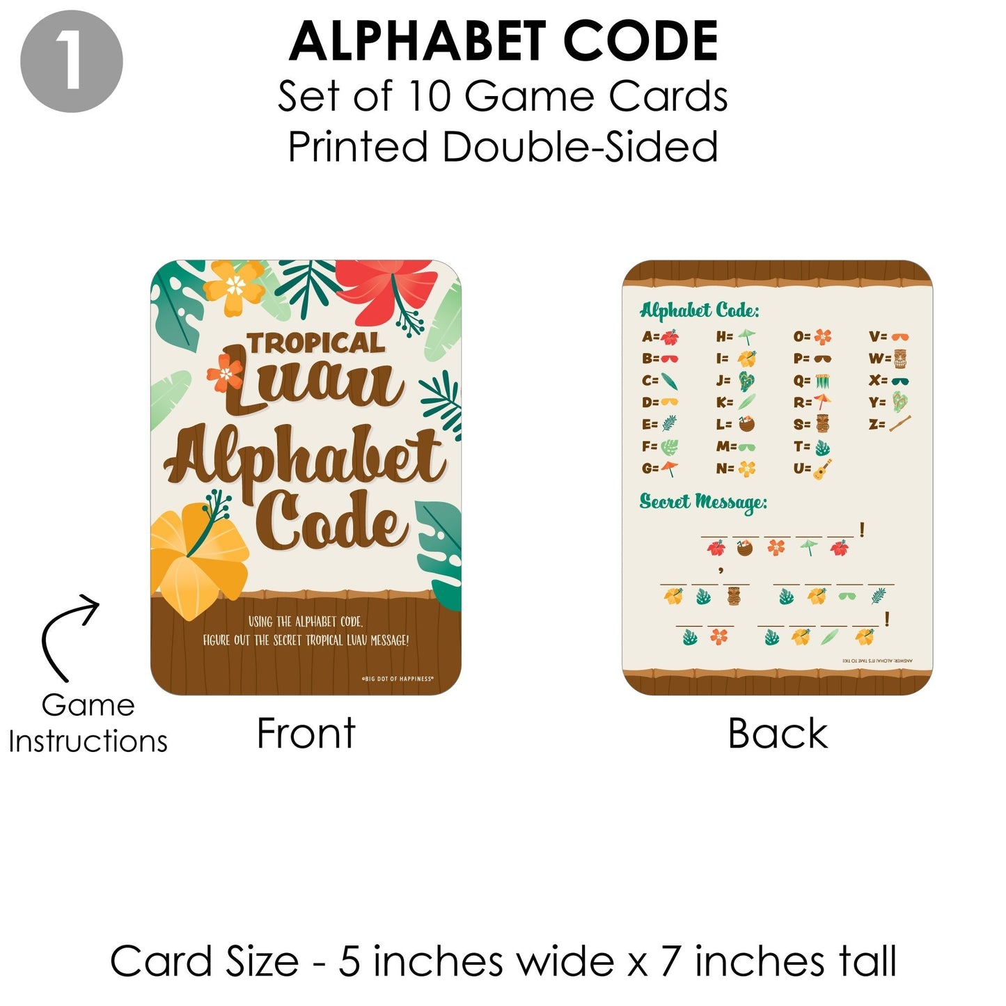 Tropical Luau - 4 Hawaiian Beach Party Games - 10 Cards Each - Gamerific Bundle