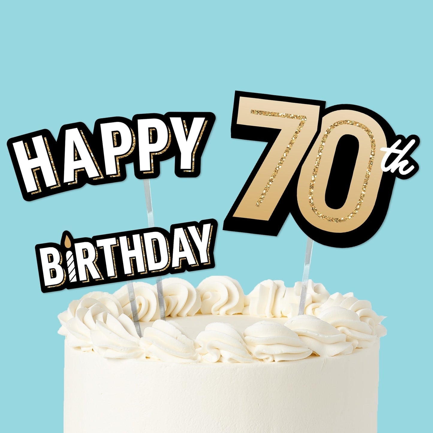 70th Birthday Cake Topper - 3 Pc