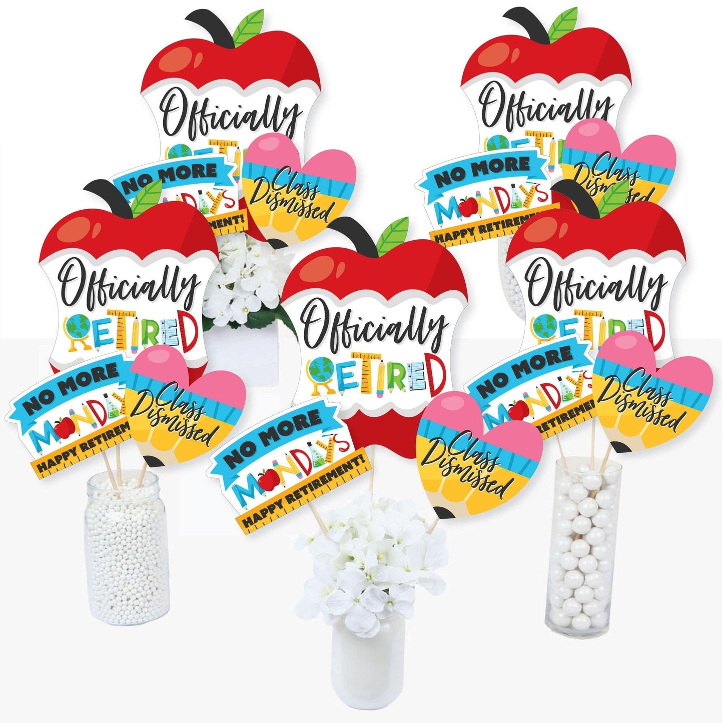 Teacher Retirement - Happy Retirement Party Centerpiece Sticks - Table Toppers - Set of 15