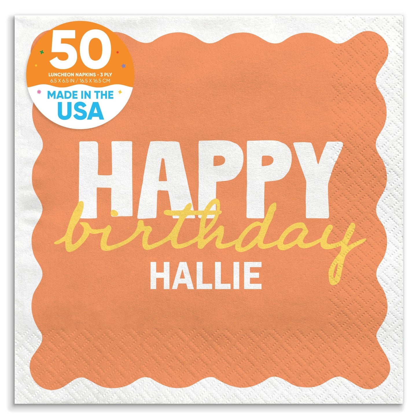 Custom Text Napkins - Wavy Birthday