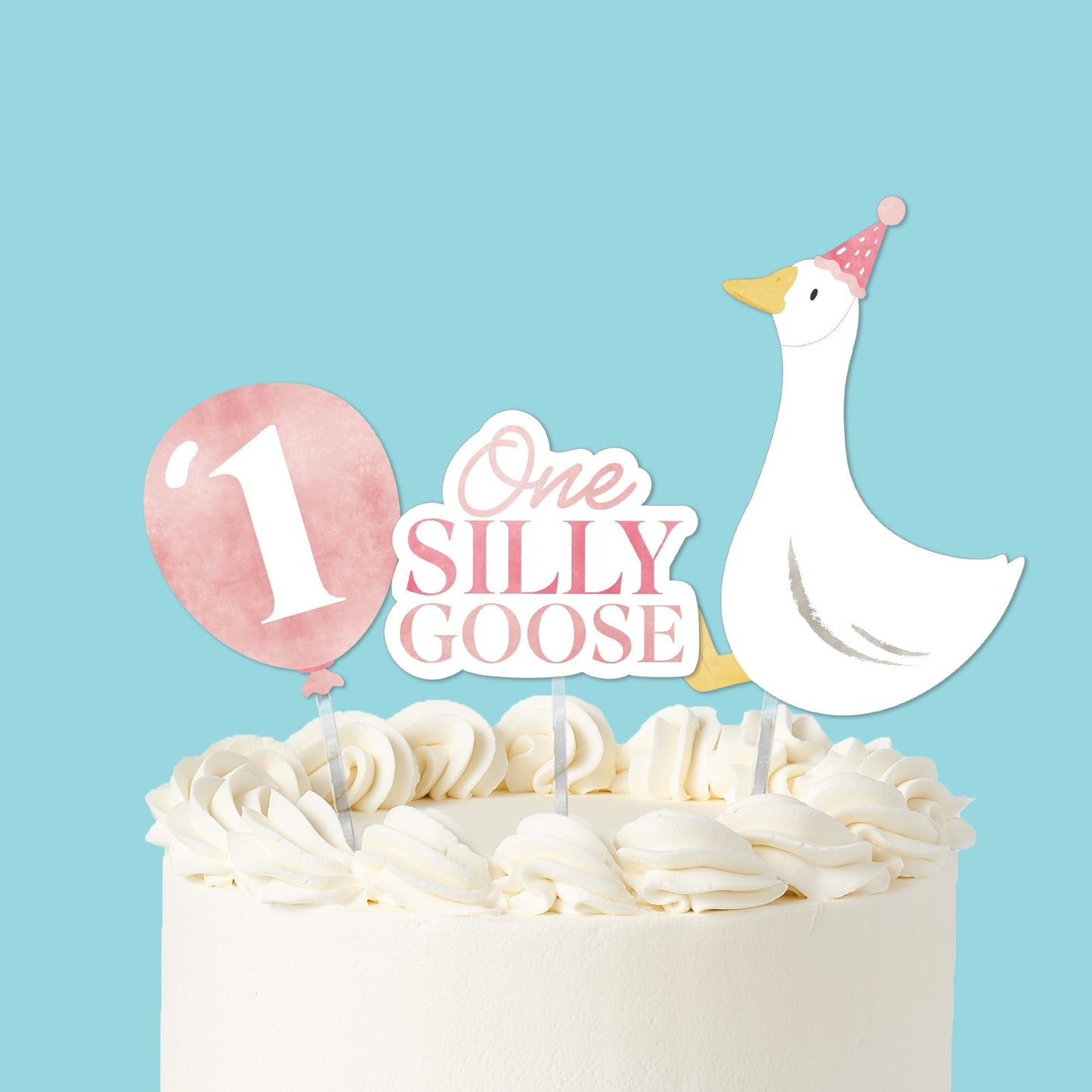 Pink Silly Goose Cake Topper - 3 Pc