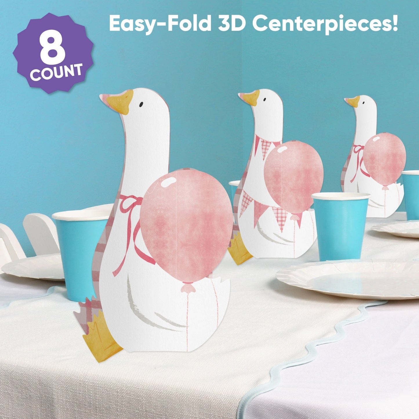 One Silly Goose Pink 3D Centerpieces - 8 Ct