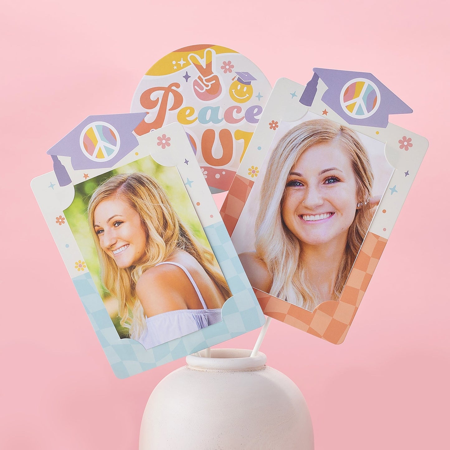 Groovy Grad - Hippie Graduation Party Picture Centerpiece Sticks - Photo Table Toppers - 15 Pieces