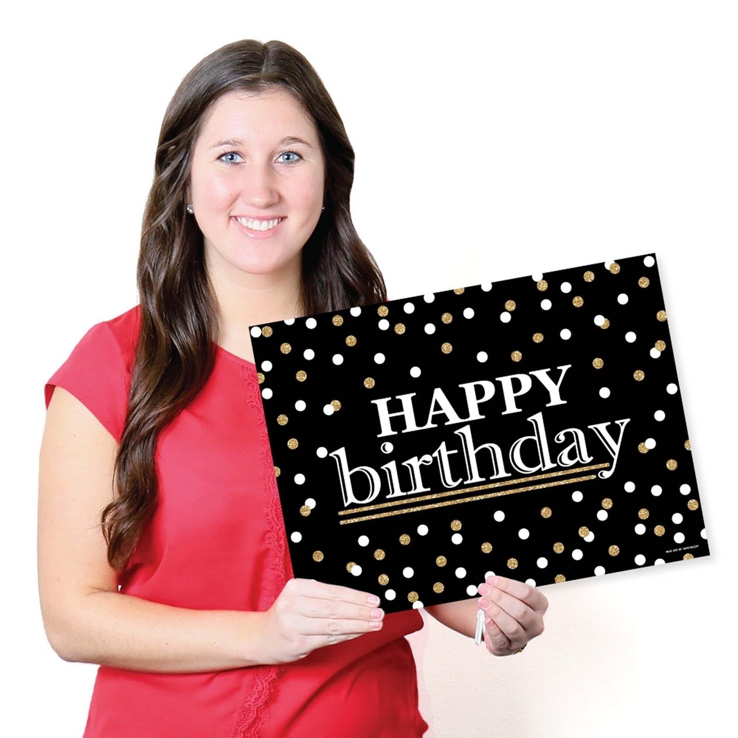Adult Happy Birthday - Gold - Party Table Decorations - Birthday Party Placemats - Set of 16