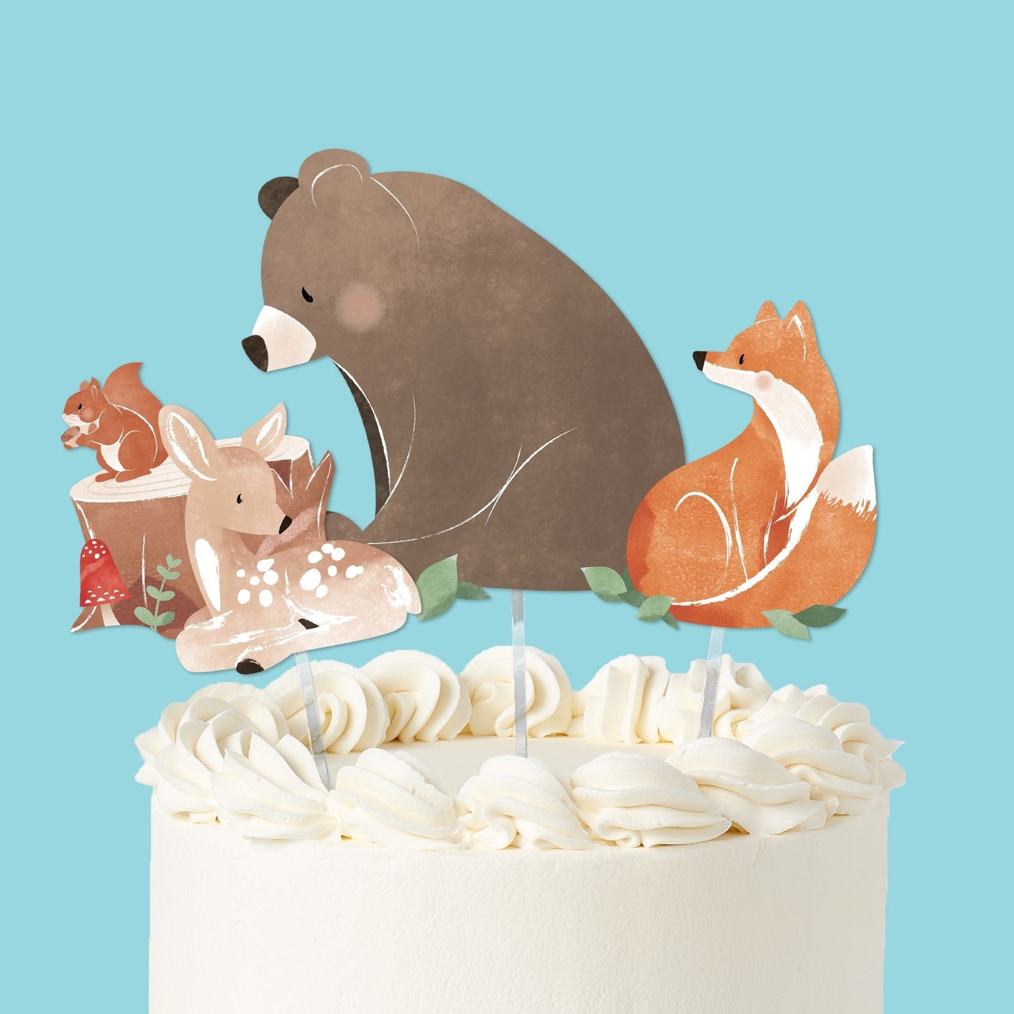 Woodland Animals Cake Topper - 3 Pc