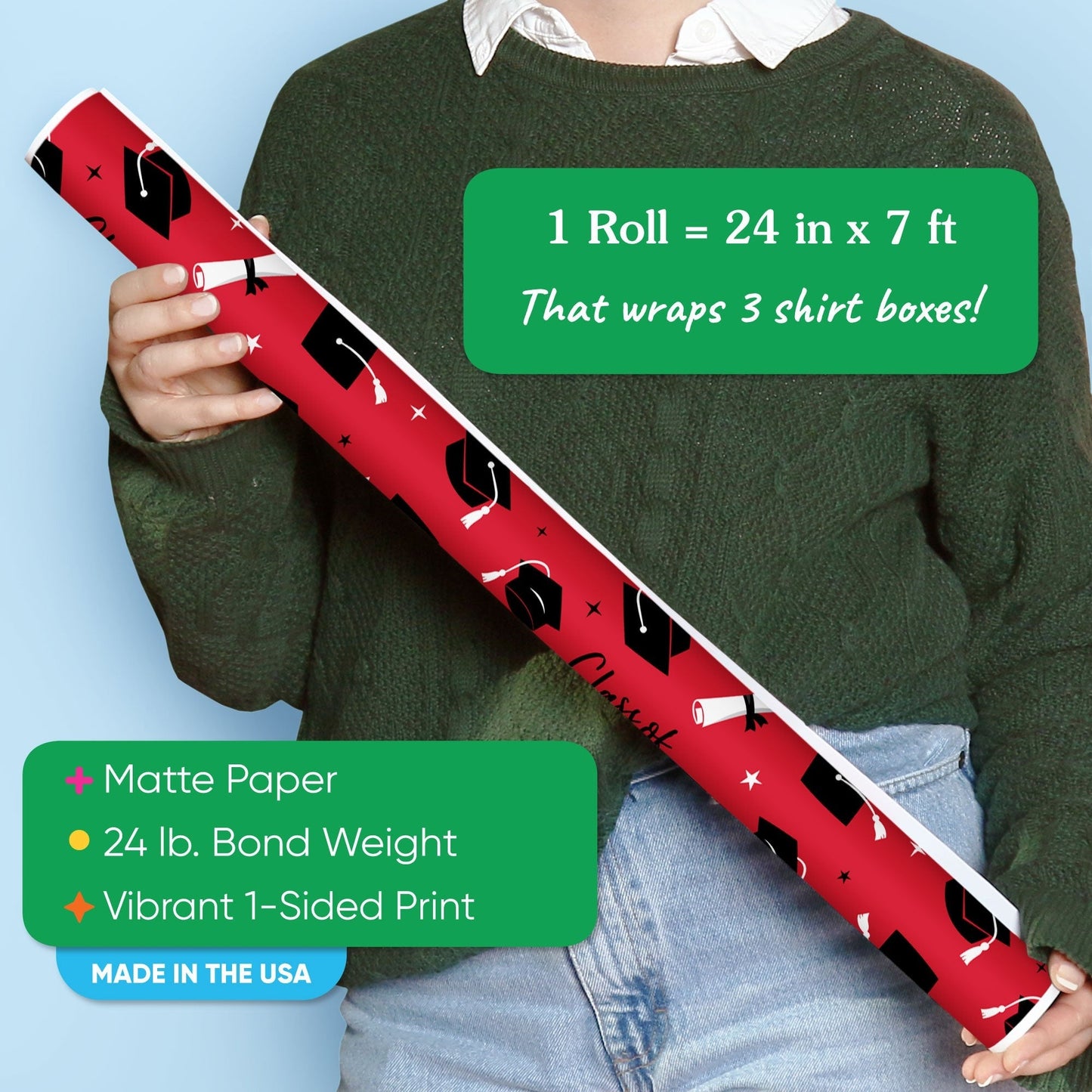 Red Graduation Wrapping Paper, Class of 2026