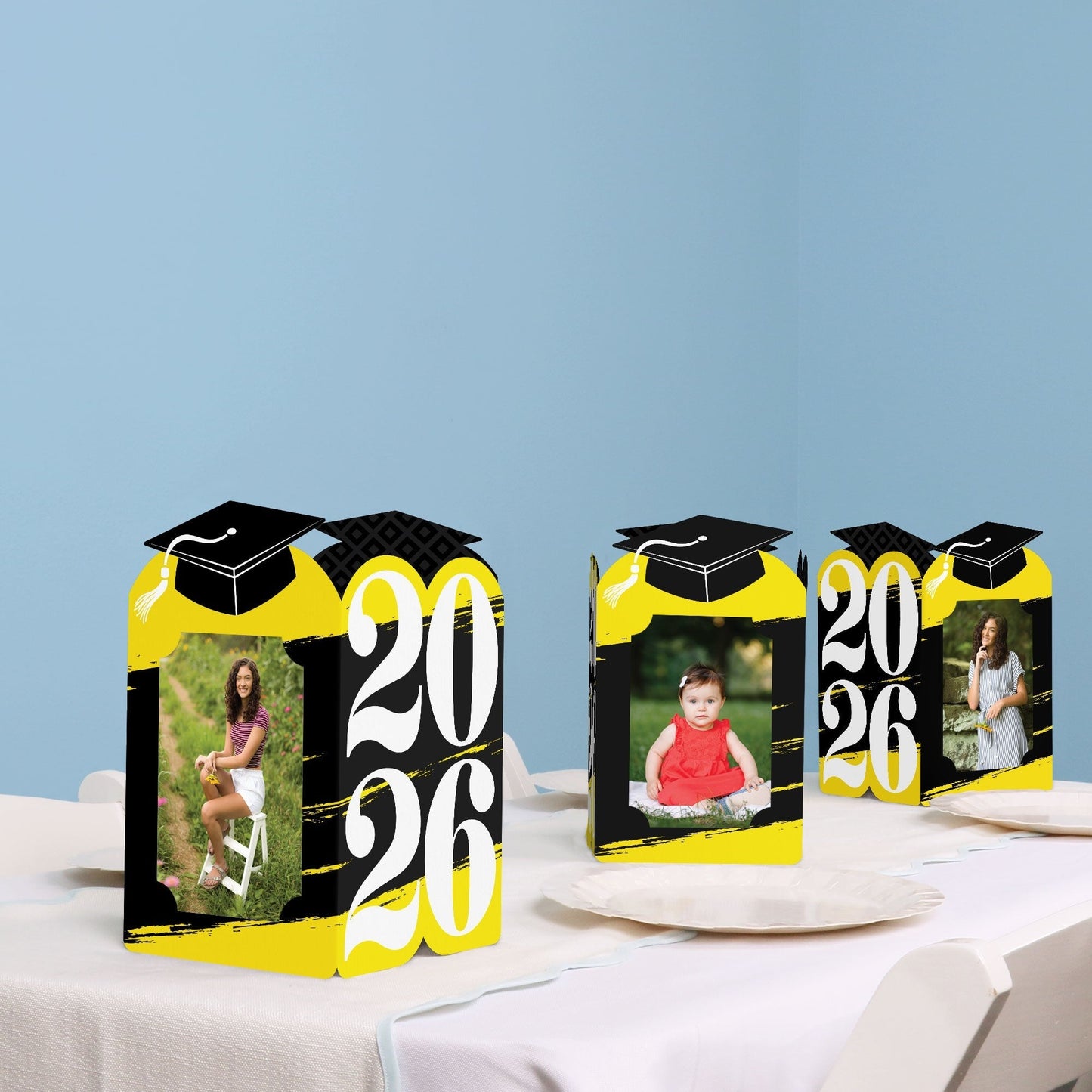 Yellow Graduation Photo Centerpieces - 8 Ct
