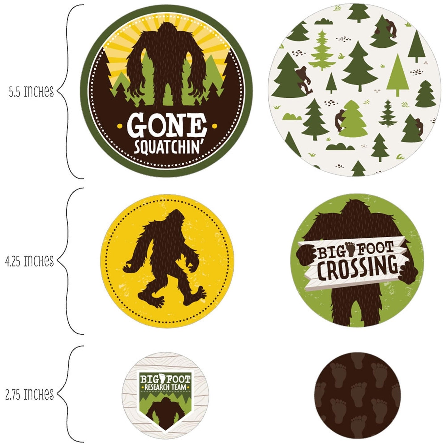 Sasquatch Crossing - Bigfoot Party or Birthday Party Giant Circle Confetti - Party Decorations - Large Confetti 27 Count