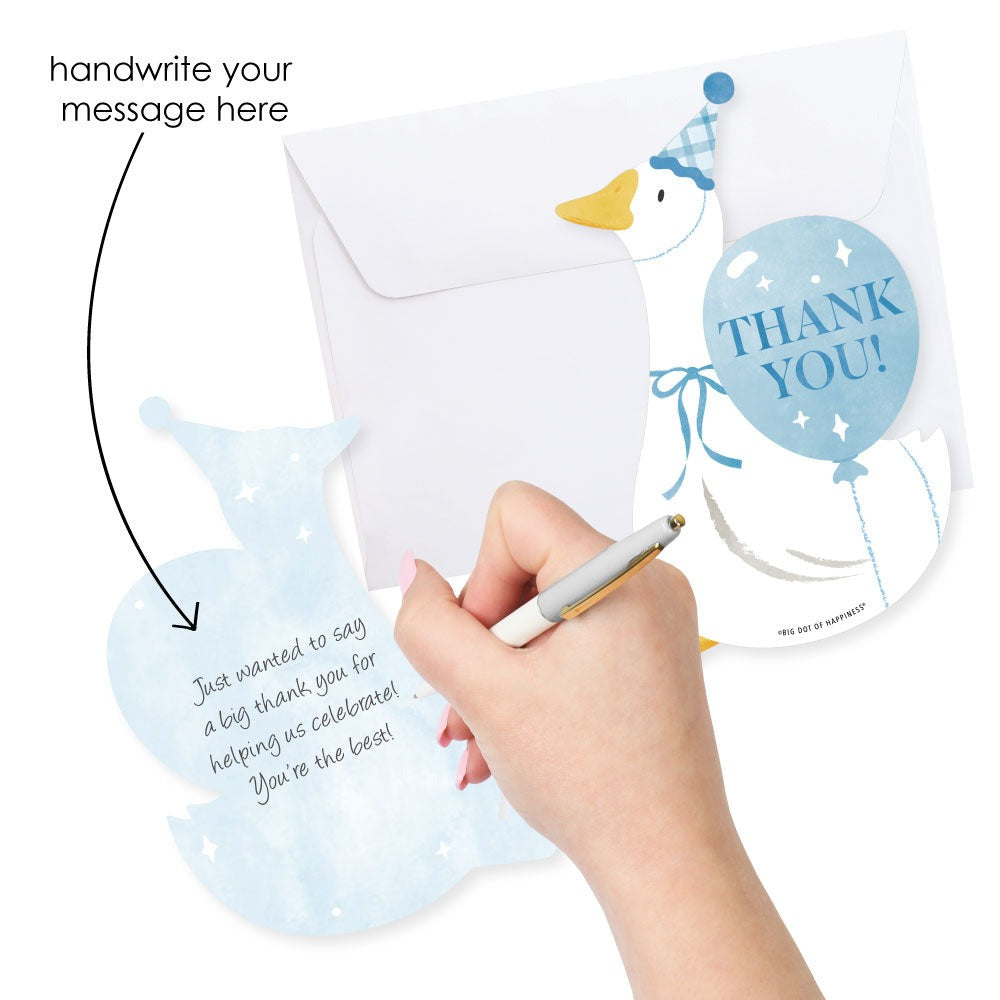 One Silly Goose Blue Thank You Cards - 12 Ct