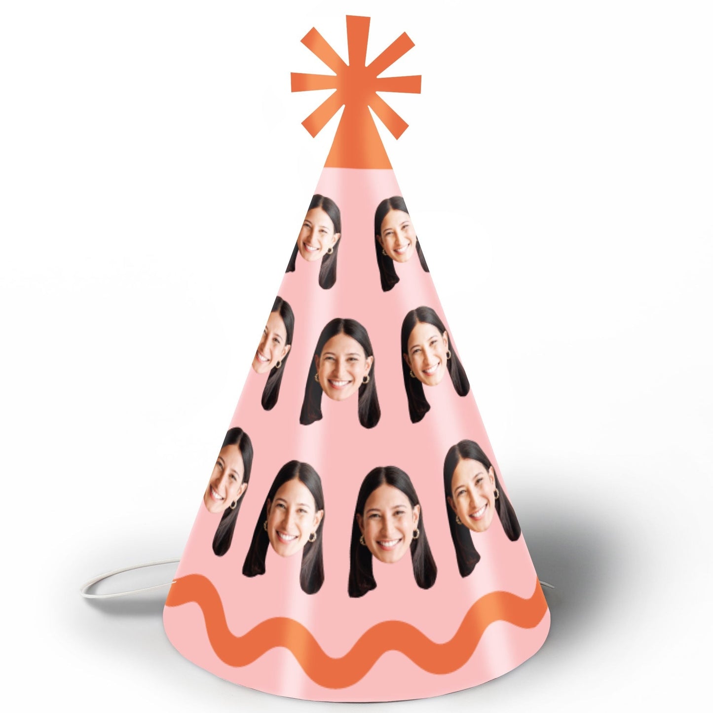 Custom Face Wavy Birthday Cone Hat - 8 Ct