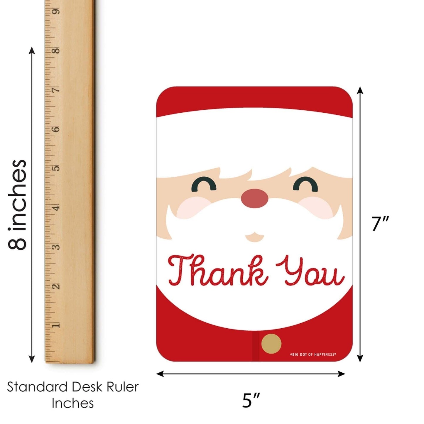 Jolly Santa Claus - Shaped Thank You Cards - Christmas Party Thank You Note Cards with Envelopes - Set of 12