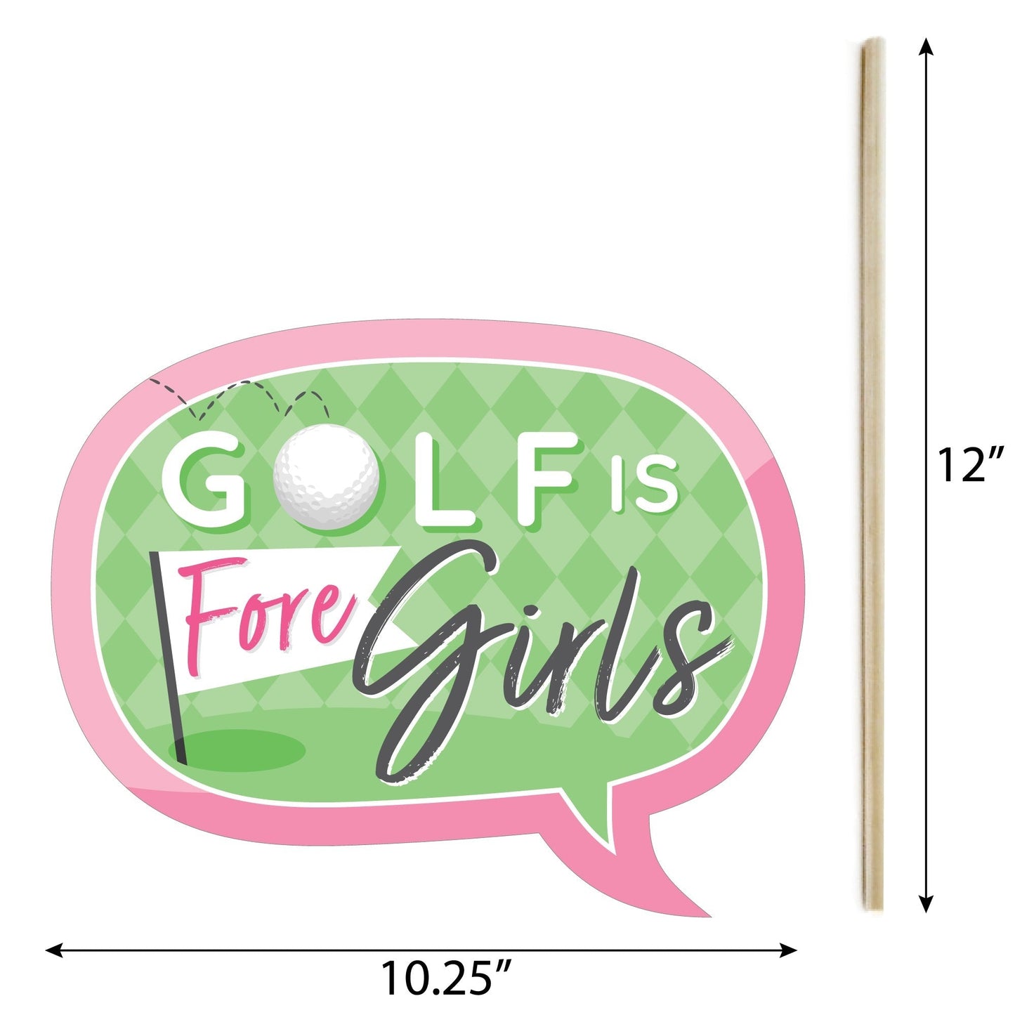 Funny Golf Girl - Pink Birthday Party or Baby Shower Photo Booth Props Kit - 10 Piece