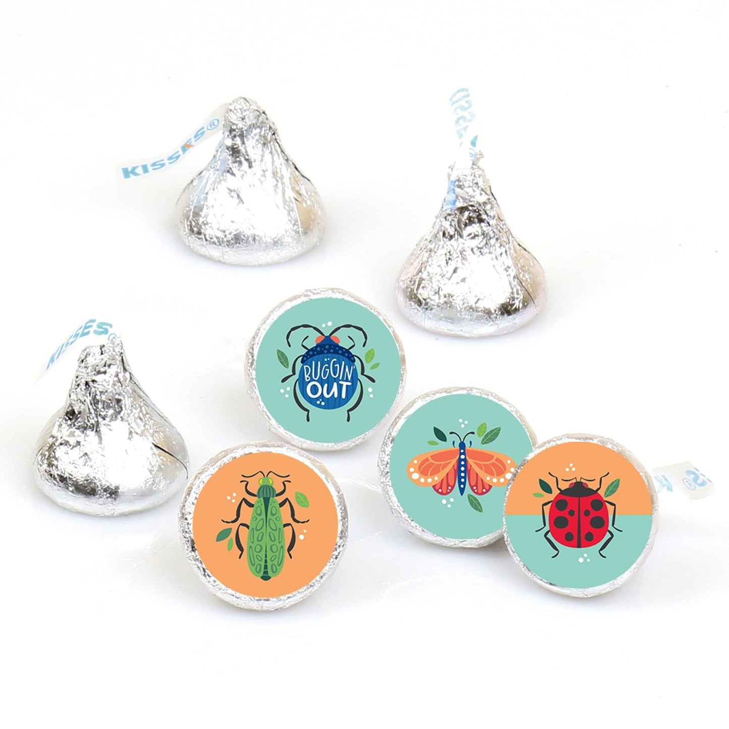 Buggin' Out - Bugs Birthday Party Round Candy Sticker Favors - Labels Fit Chocolate Candy (1 sheet of 108)