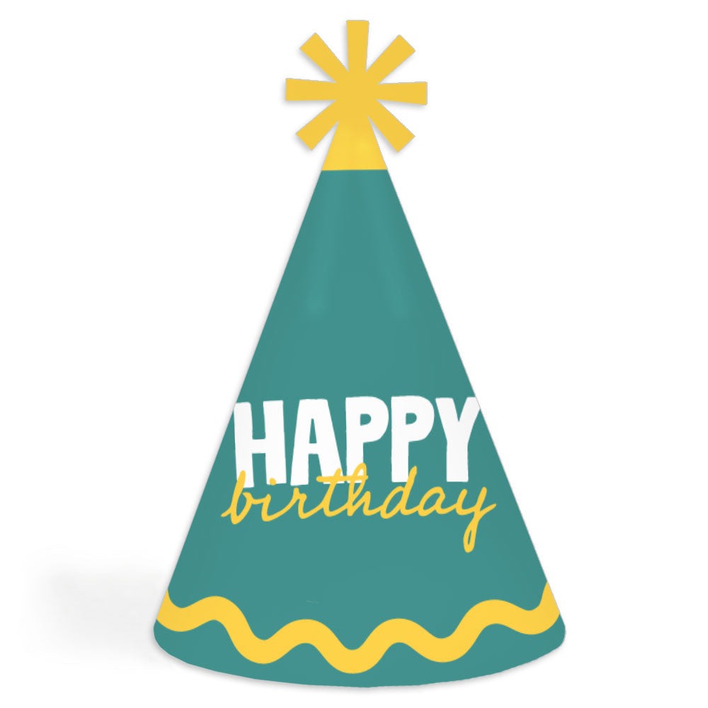 Wavy Birthday Cone Hat - 8 Ct