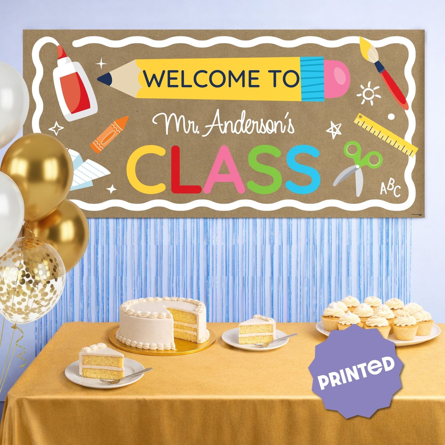 Custom Text School Supplies Kraft Banner