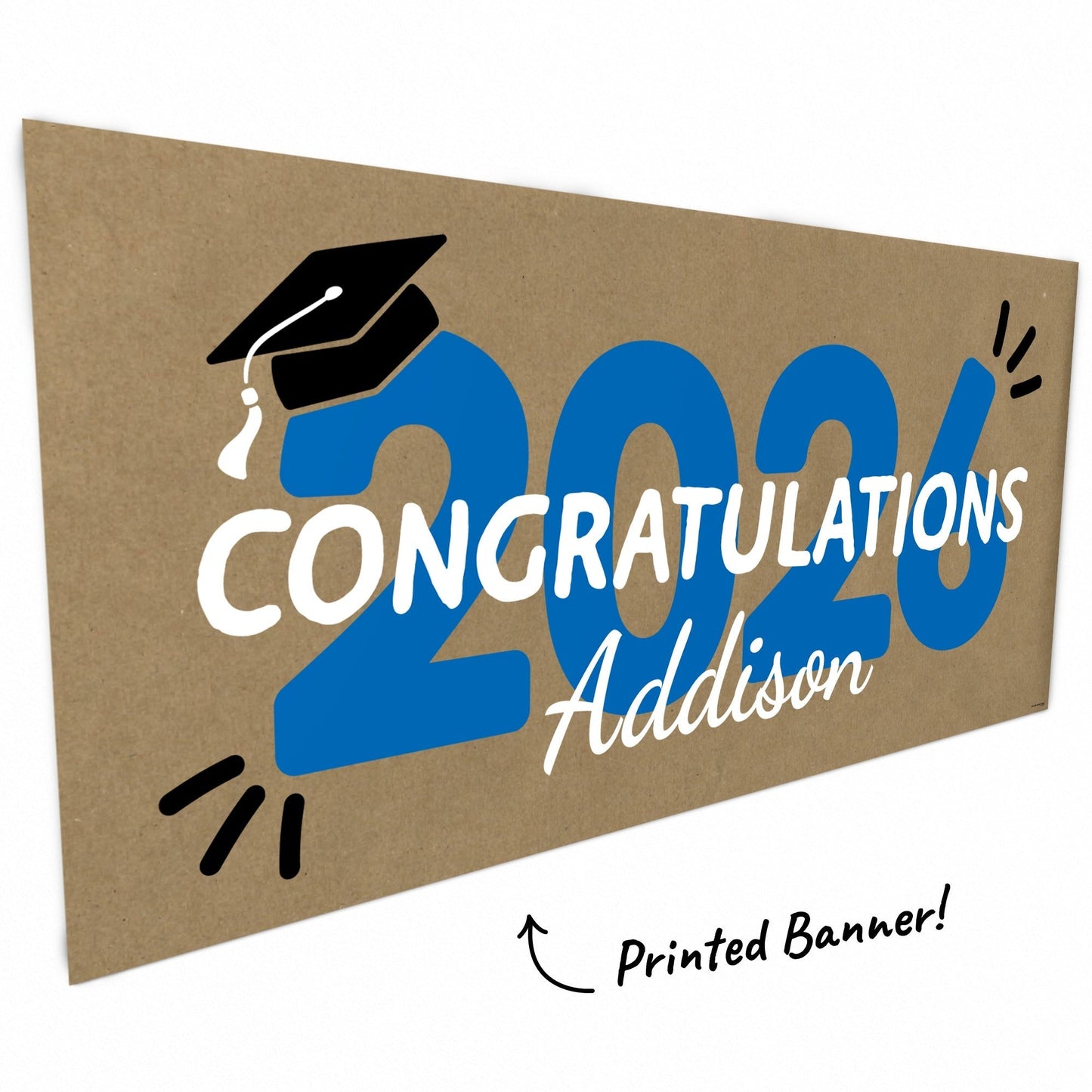 Custom Text Blue 2026 Grad Kraft Banner