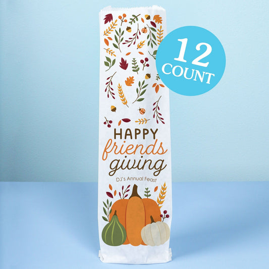 Custom Text Wine Bags - Fall Friends Thanksgiving