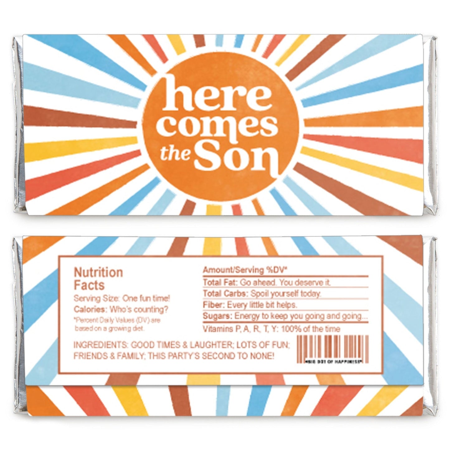 Here Comes The Son Baby Shower Candy Bar Wrapper Favors
